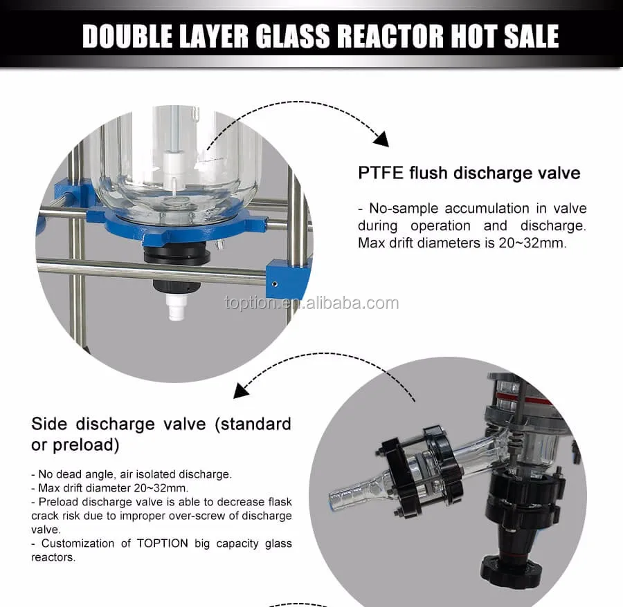 2L Laboratory Jacketed Batch Glass Reactor with rectification column system