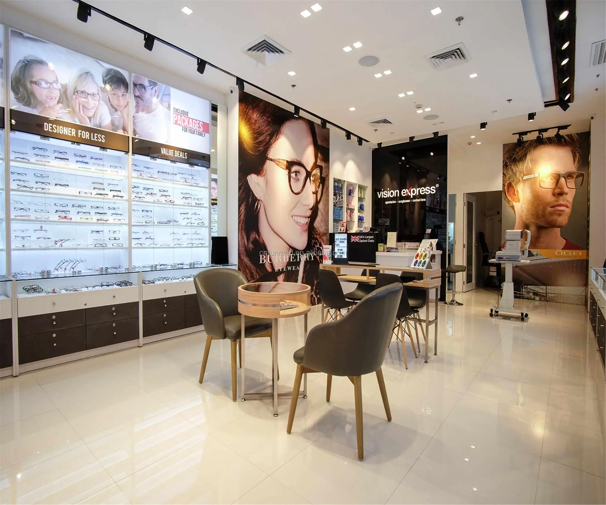 fashion customized optical store interior design with store display fixtures