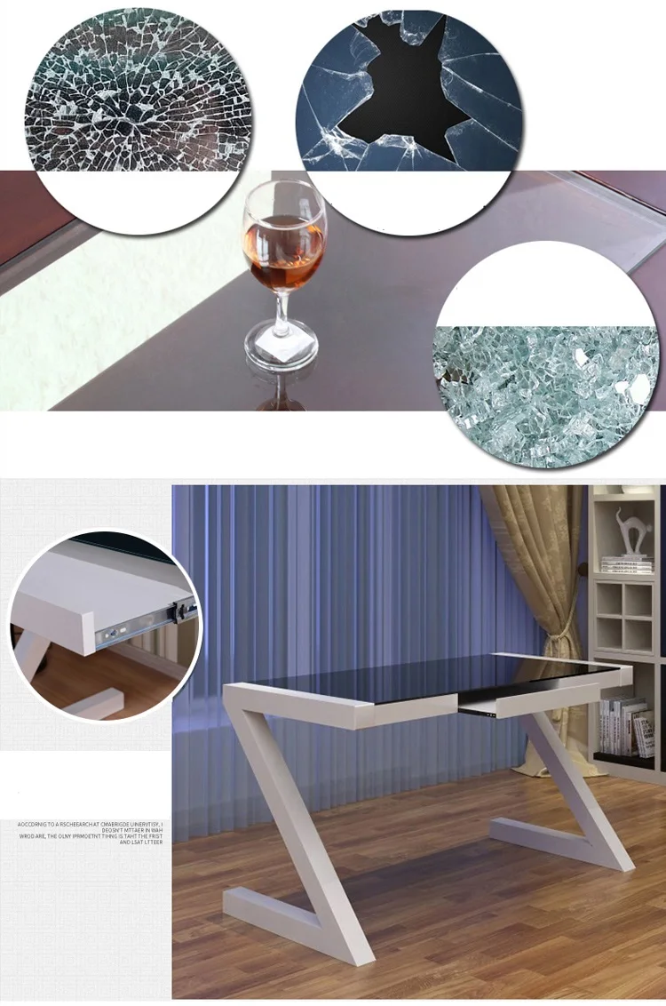 Modern Design Study Glass Office Desk Organizer White Standing Office