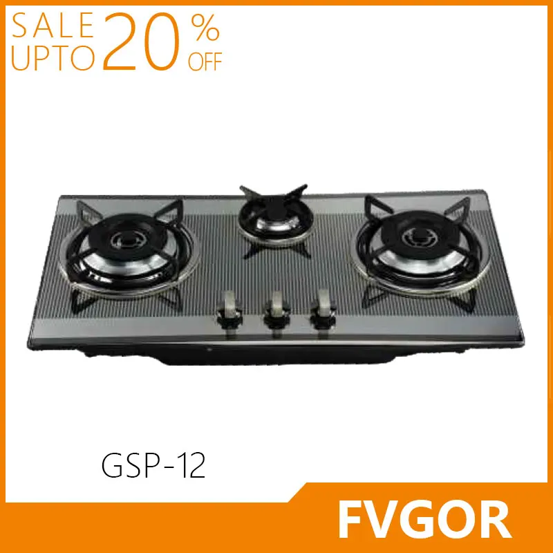 Practical Tempered Glass Top Gas Stove 3 Burner Built In Gas Cooker