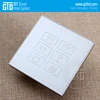 White tempered glass with silver frame 6 Gang 12V DC RJ45 CATE6 style IO Touch Switch