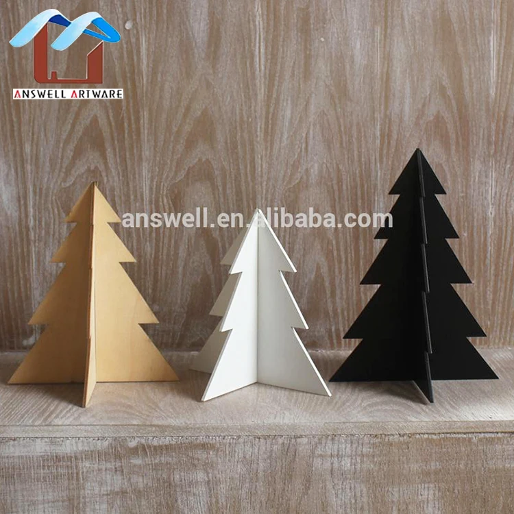 Custom Color Desk Decor Tree Shape Wooden Ornaments Christmas