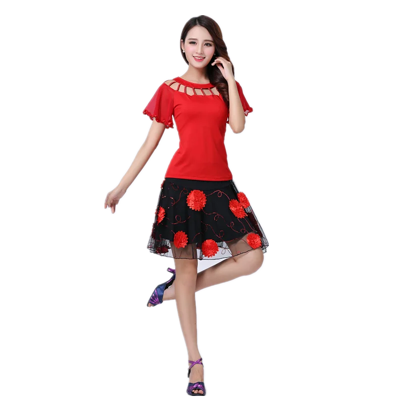 Adult Ballroom Dance Skirt & Tops Dancewear Performance Set For Latin