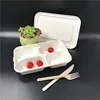 Custom new material eco compostable tableware 4 compartment take away 100% biodegradable sugarcane bagasse food tray for fruit