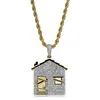 Platinum Gold Color Custom Trap House Family Home zirconia rapper necklaces innovative Shiny gold charm pendant