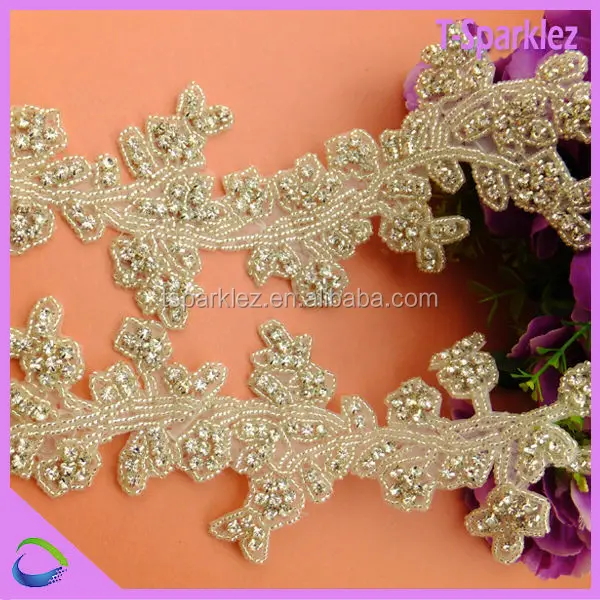Fabric Beaded Applique Crystal Embellishments For Dresses Buy Sequin