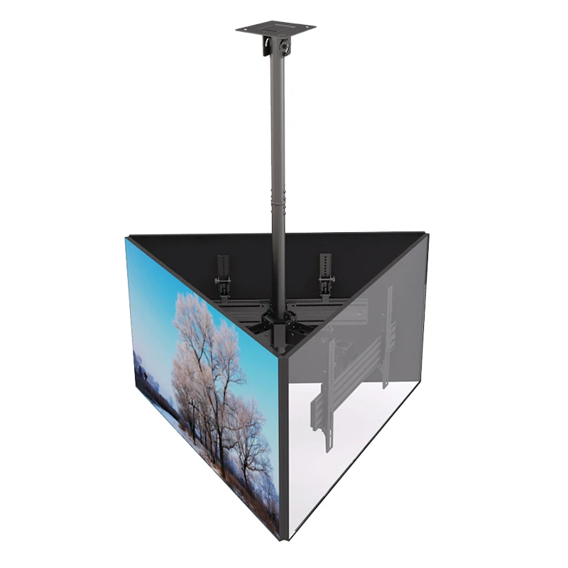 Fashionable Center Mounted Ceiling Tv Mount For Triple Tvs Side By Side