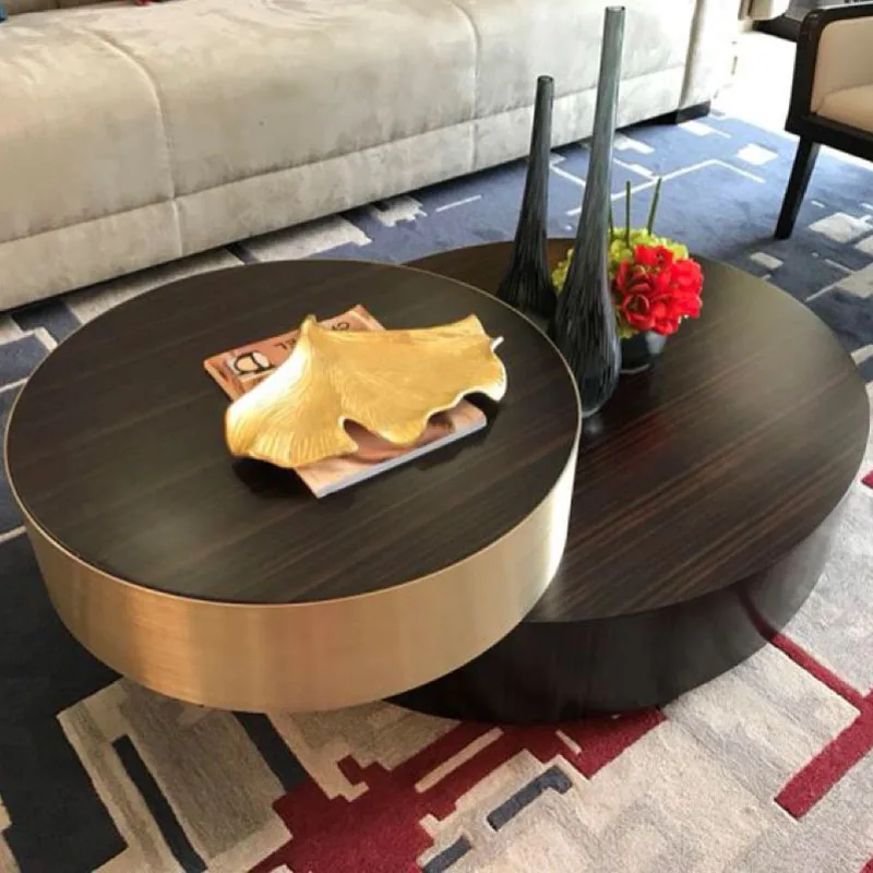 Unique Design Stainless Steel Gold Glass Round Rotating Coffee Table ...