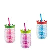 hot selling Novelty Pineapple shape double wall Plastic Cup with straw