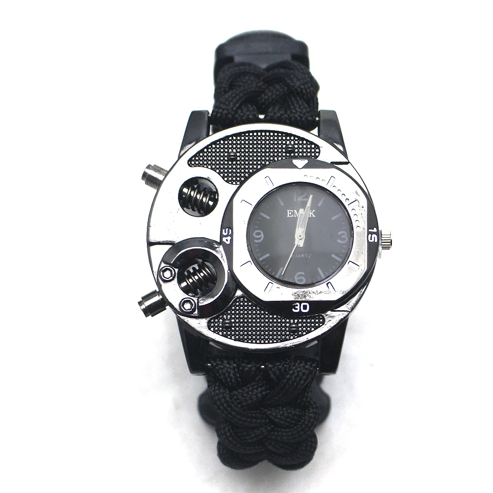Hot Sale Portable Multifunctional Adjustable Paracord Survival Watch,Metal Custom Logo Camping
