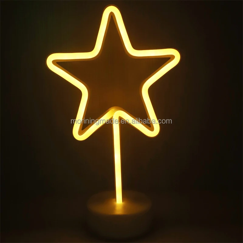 Star Marquee Neon led sign light with round base for Ramadan  Gift decoration