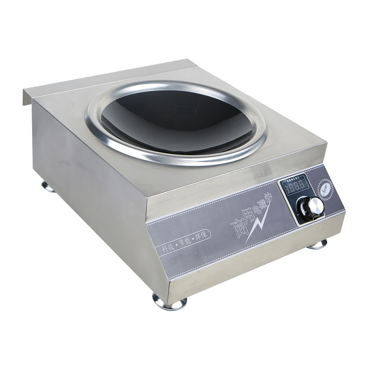 5000w Stainless Steel Commercial Concave Fry Induction Wok Cooker