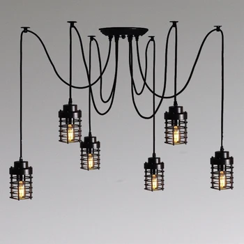 Modern Industrial Black White Copper Metal Cage Wire Pendant Light Modern Industrial Black White Copper