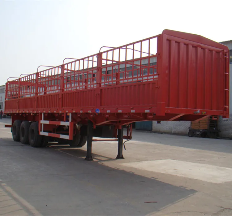 3 Axles Fence Truck Trailers Cattle Transport Stake Semi Trailer For Sale
