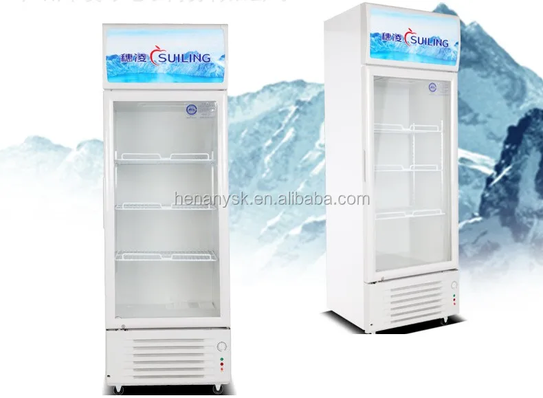 Commercial Upright Freezer Single Glass Door Beverage Display Fridge