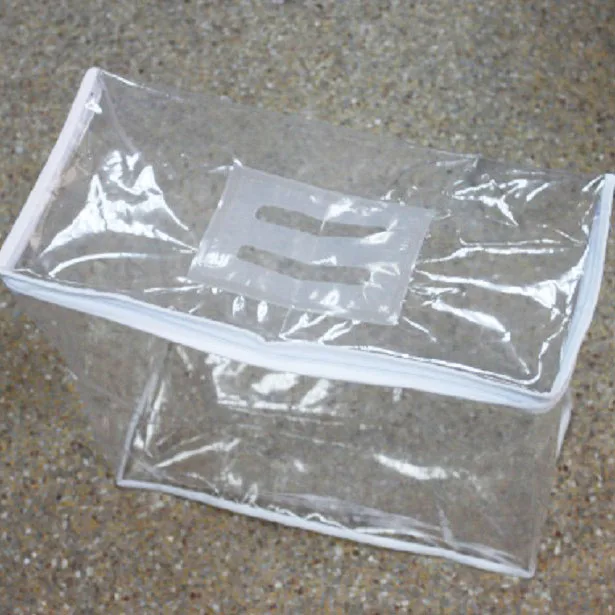 Plastic Clear Vinyl Comforter Bag Zipper Bed Quilt Blankets Clothes Storage Bag with H Handle ...