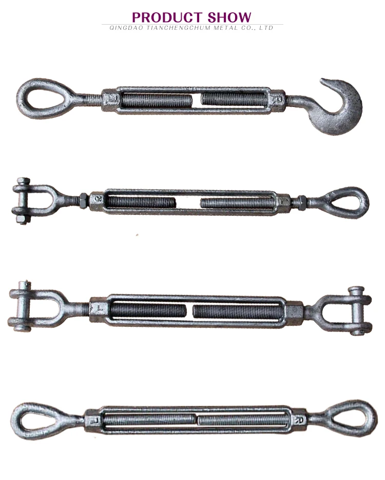 Carbon Steel Galvanized Us Type Open Body Turnbuckle With Jaw Fork Ends