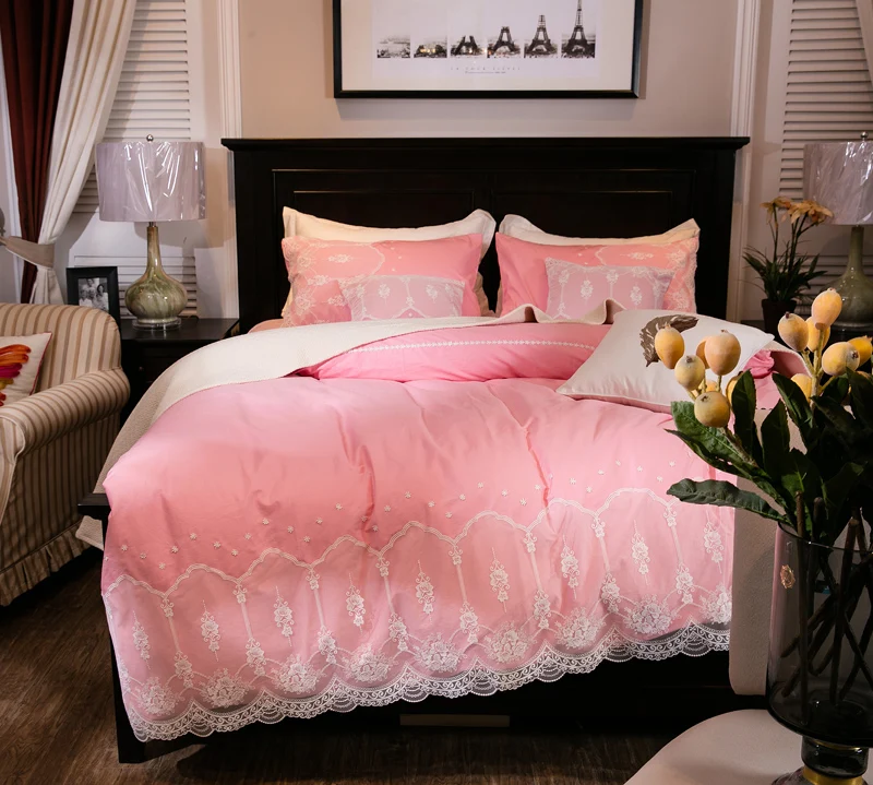 Pink King Size 60s Satin Bedding Duvet Cover Set For Winter Buy