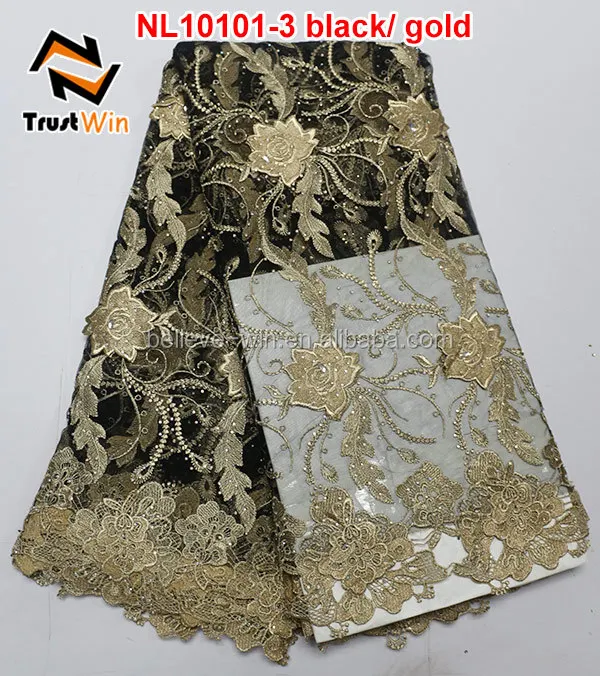 black and gold lace fabric