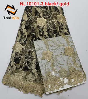 black gold lace fabric