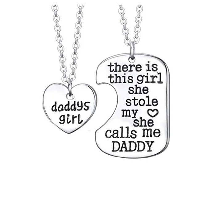 Super Stainless Steel Jewelry Daddy's Girl Heart Pendant Necklace Father XZ-47