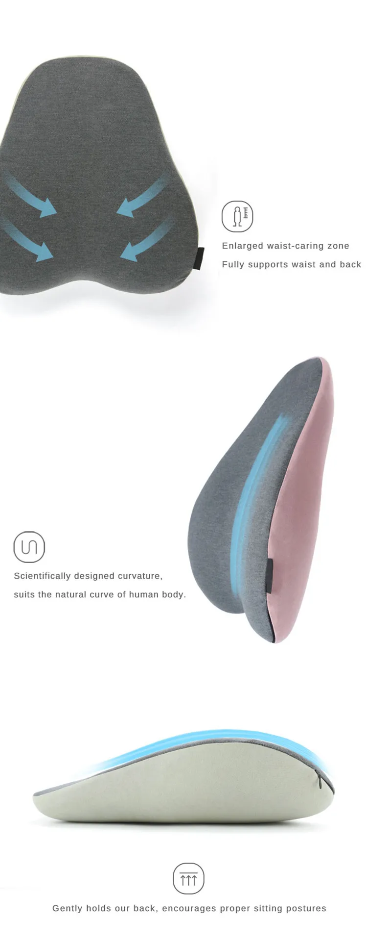 Firmness Designed Lumbar Support Cushion Fully Supports Waist Back Car Lumbar Back Support Cushion For Office Chair