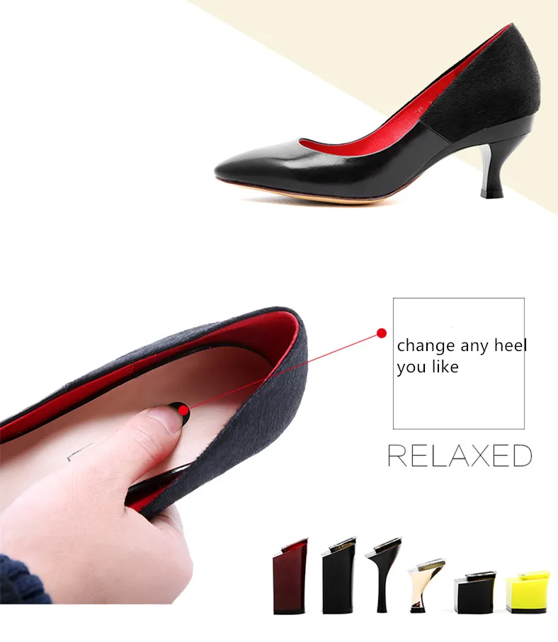 Custom Made Women Leather Pumps Office Ladies High Heeled Removable ...