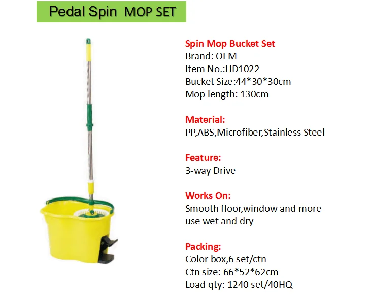 Easy Mop Microfiber mop Bucket Set With Pedal 3 Drives Mop Set HD1022