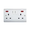 UK standard double 13A switch socket with neon