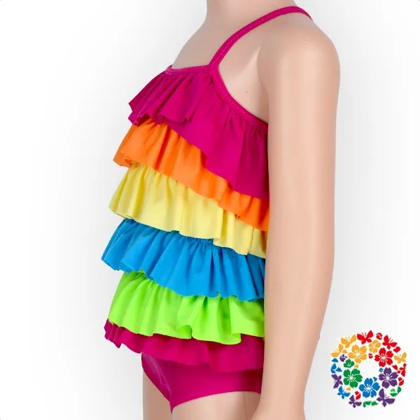European New Style Girls Iridescence Ruffle Backless Swimsuit Summer european-new-style-girls-iridescence-ruffle-backless-swimsuit-summer