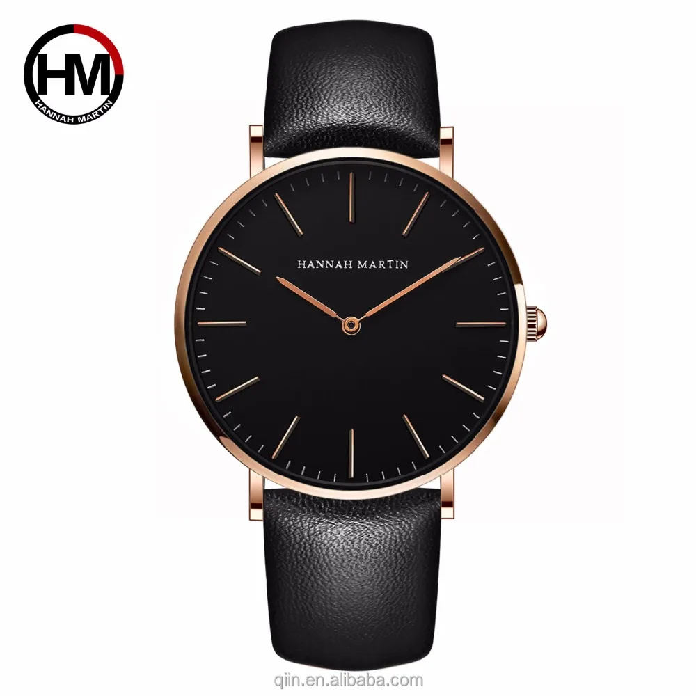 Top Brand 3ATM Waterproof 40mm Ultra Thin Mens Leather Watch with Japan movement