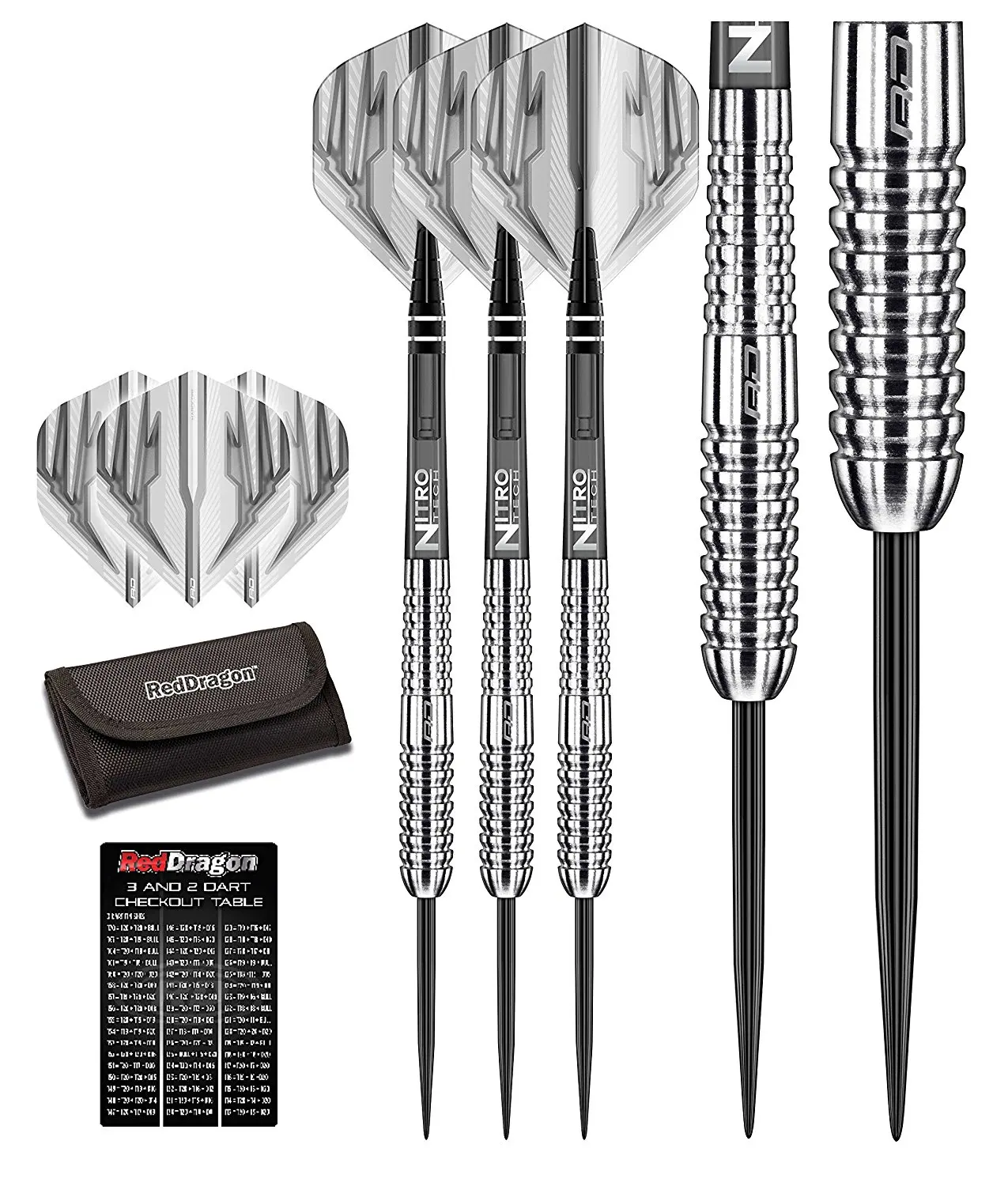 Red Dragon Velociti - 95% Tungsten Steel Darts with Flights, Shafts, Wallet & Red Dragon Checkout Card