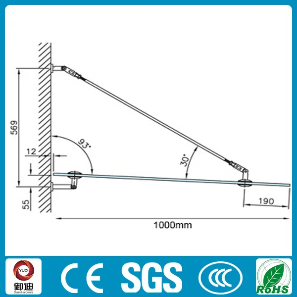 Exterior Front Door Tempered Glass Canopy,Stainless Steel Glass Canopy