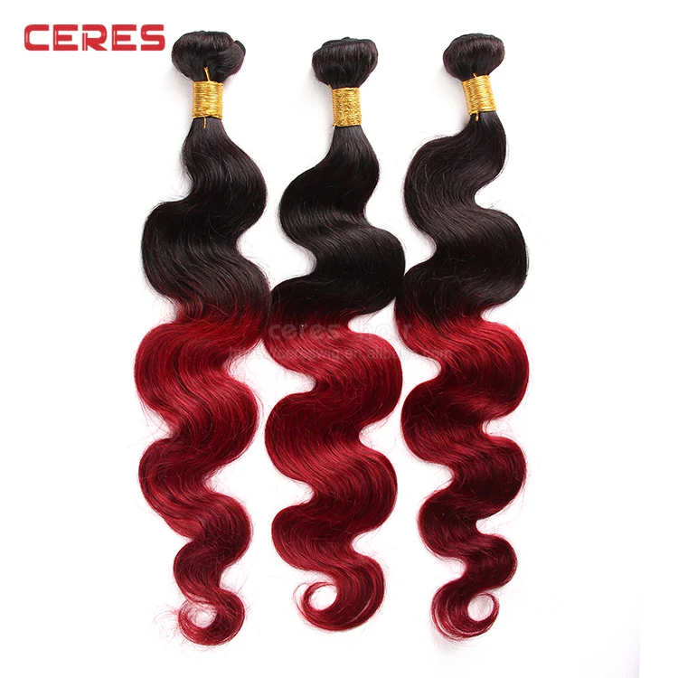 Cheap Price Ombre Color Hair Wax Red One 3 Bundles Red Brazilian