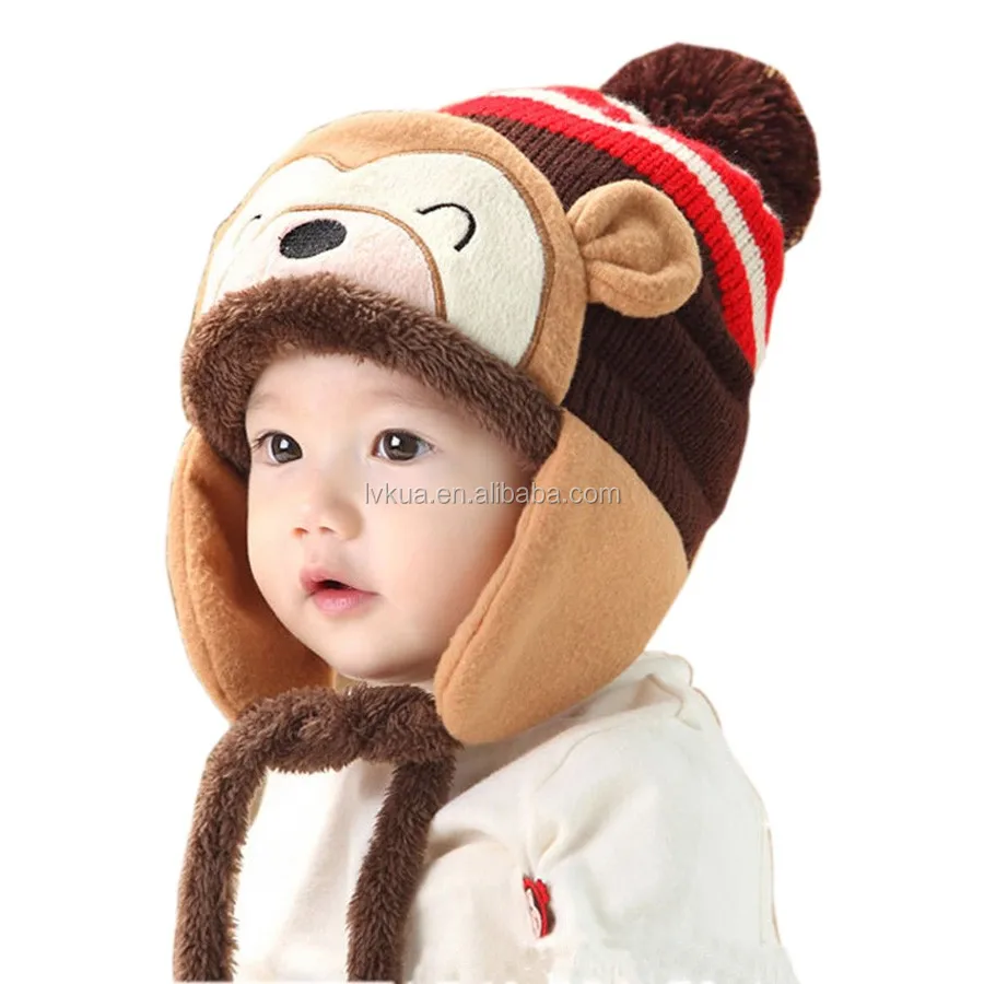 Lovely Kid's Winter Thicken Knit Animal Beanie Hat With Earflag For ...