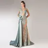 HTJ13 Newest Design Dubai Lady Maxi Party Gowns Wholesale Fashion One Shoulder See Through Blue Evening Dresses China