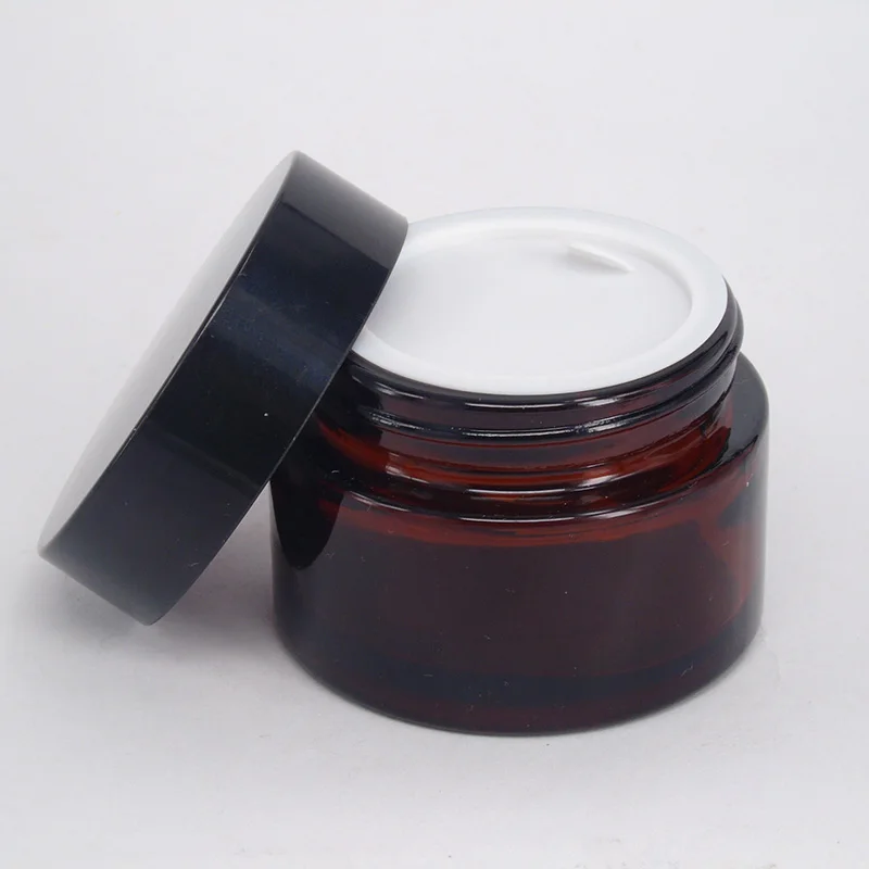 50g Amber Bottle Sliver Cover Glass Jar For Face Cream Cosmetic Jars