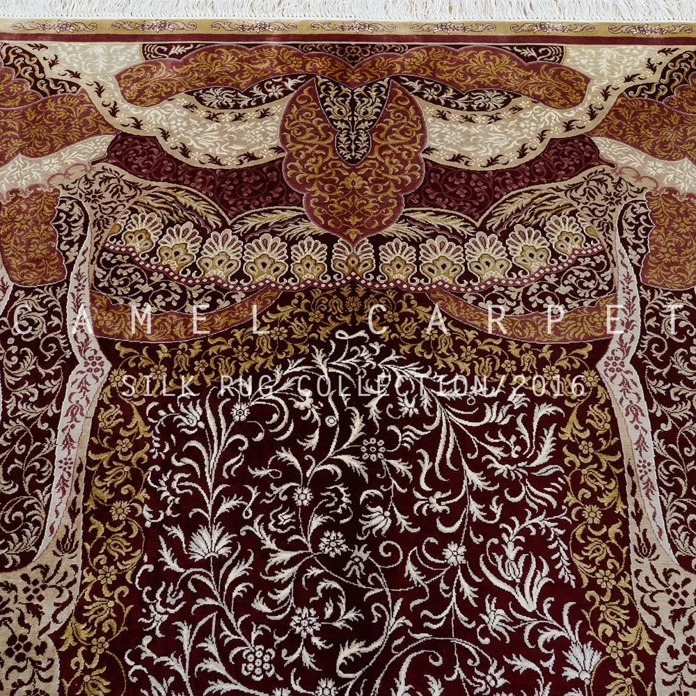 Rust Color Rug Hand Knotted Special Design Silk Persian Egyptian