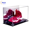Custom Lucite Acrylic Football Boot Sports Shoe Display Case With Mirror Back And Plinth Sneaker Display Case
