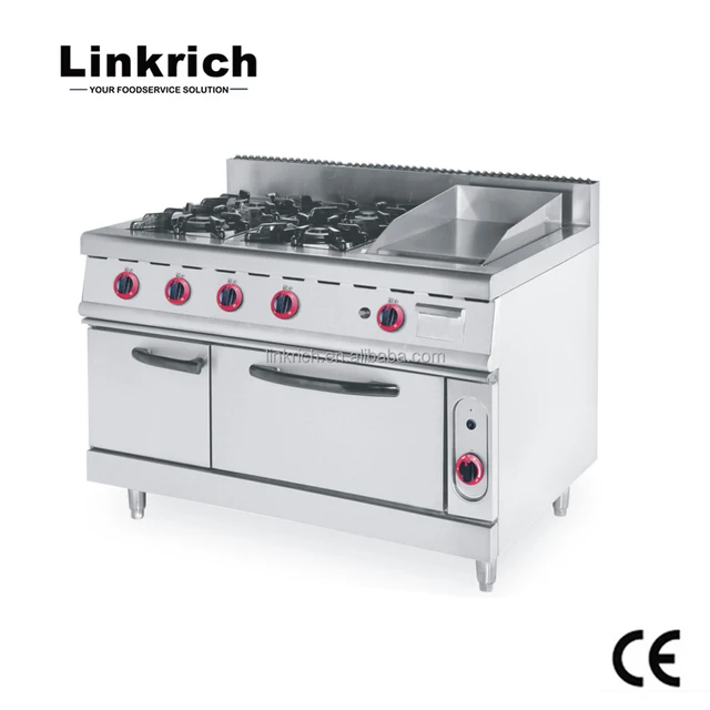 counter top 4 burner & griddle with electric oven cooker gas