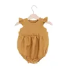 Blank Baby Romper Mustard Linen Romper Leotard Put Your Own Logo Babies Clothes
