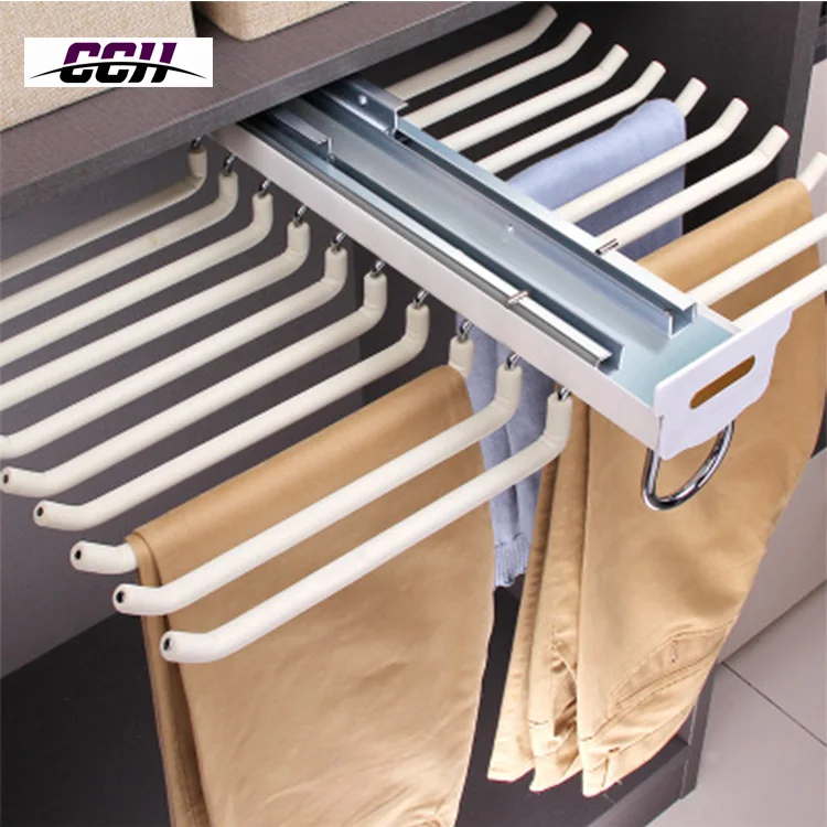 Wardrobe Pull Out Pants Rack Clothes Hanger Rack Hanging Storage