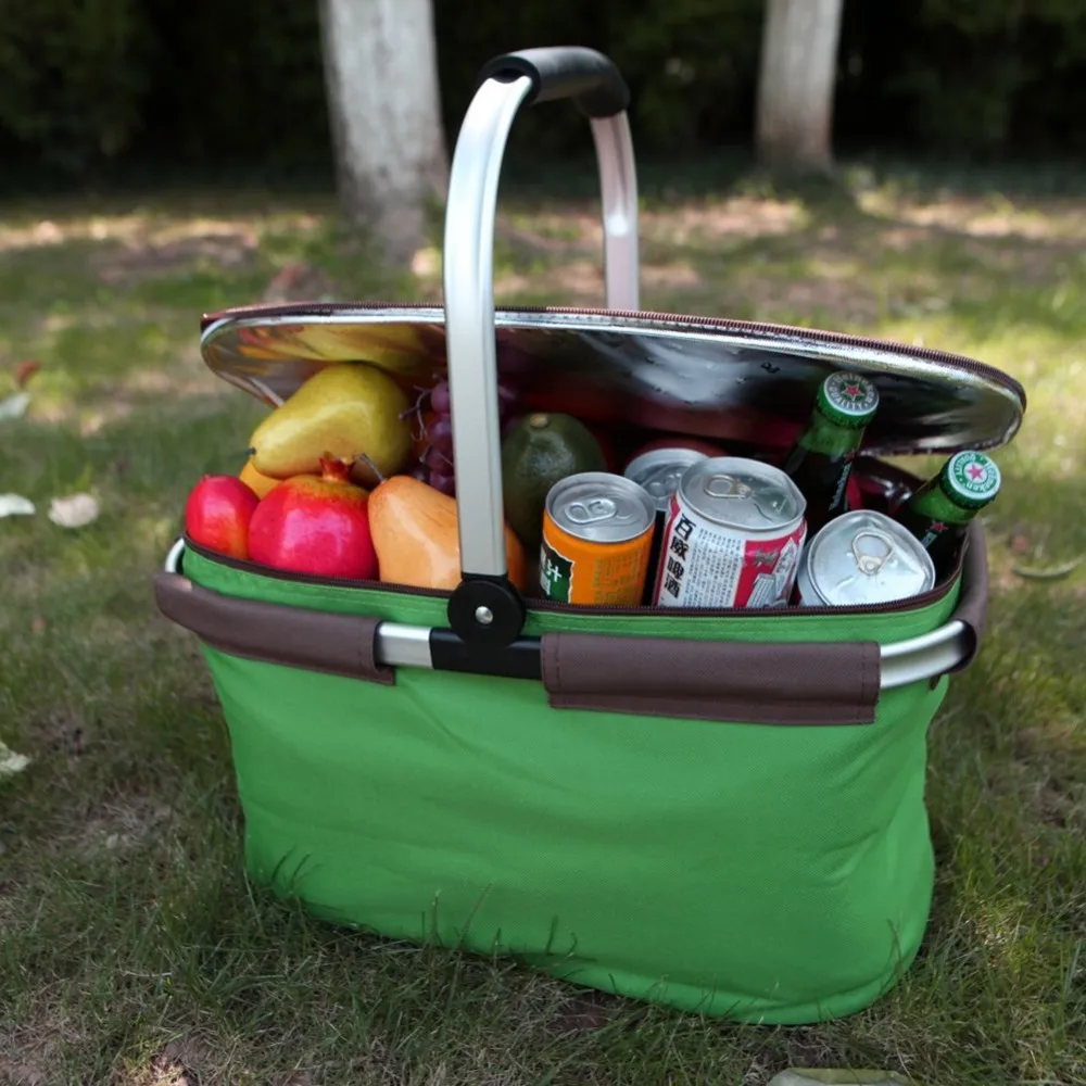 22l Soft Picnic Cooler Basket Lightweight Collapsible Compartment