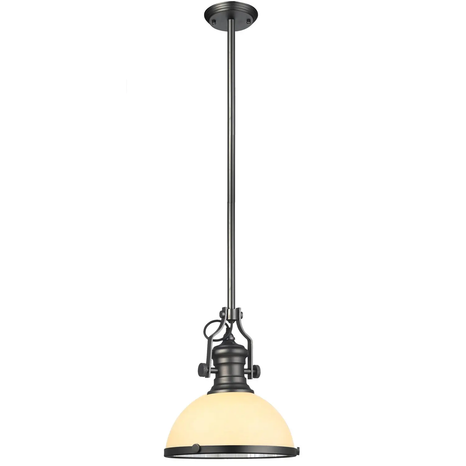 VONN VVP21051BZ Industrial 12" LED Pendant Light, Industrial Pendant Lighting with Glass Shade, Adjustable Hanging Light, Dorado Collection, Architectural Bronze