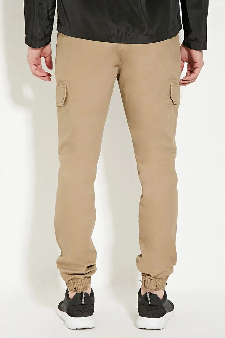 khaki drawstring cargo joggers