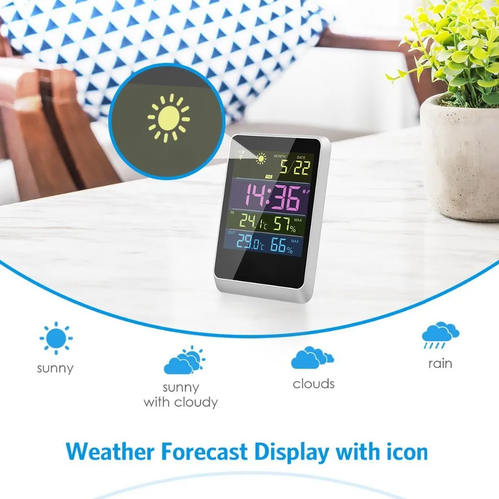 Digital Alarm Clock Low Light Sensor Snooze And Large Display Smart