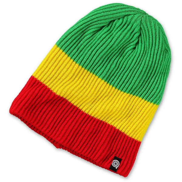 striped custom tag classic two-layer slouchy folded rib knit Rasta beanie.jpg