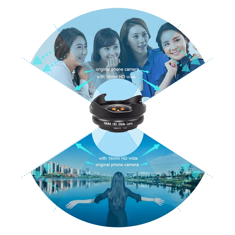 APEXEL HD 16MM Wide Angle Macro 2 in 1 Lens + camera lens filter Kit for Smartphone