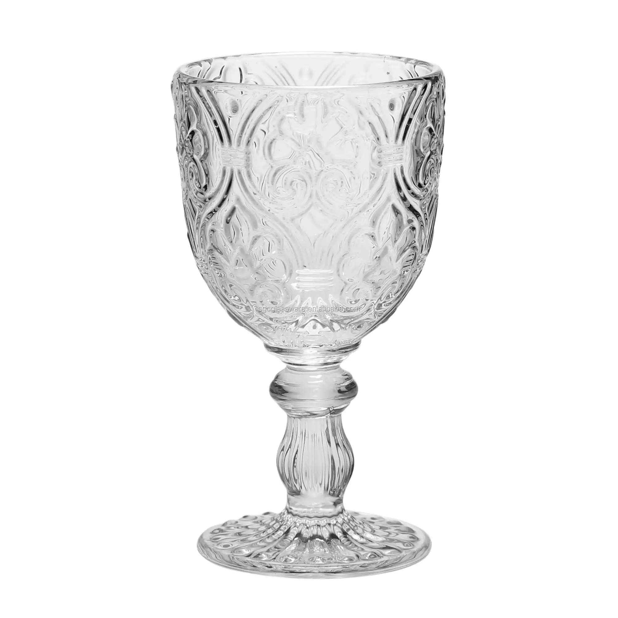 Sxgc Dishwasher Safe Solid Color Soda Lime Glass Embossed Wine Glass Sets With Different Colors