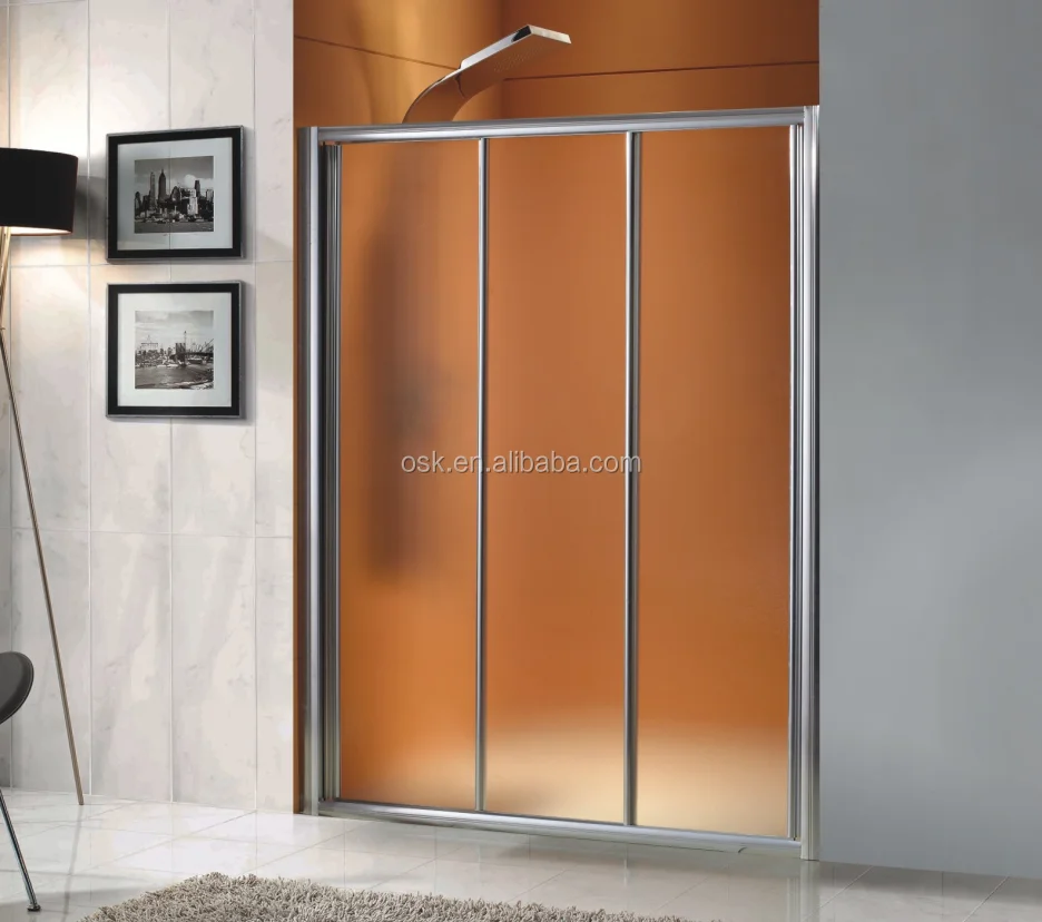 Hot sale sliding foldable shower screen 3 partition bath door for bathroom